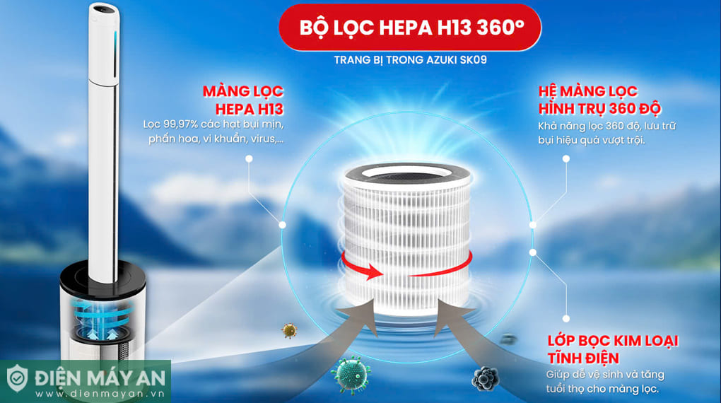 Quạt tháp sưởi 4in1 Azuki SK09